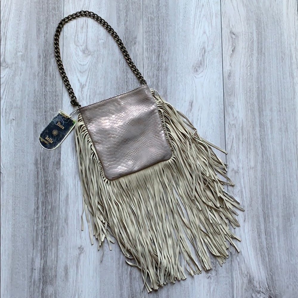 FINAL SALE Flora Bella Metallic Purse with Fringe